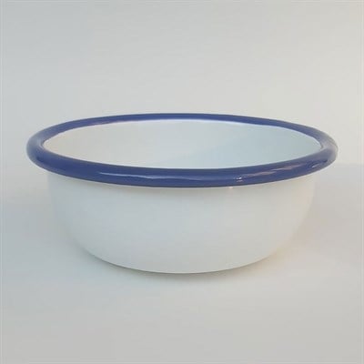 Emayra Emaye Kase 12 cm | Beyaz Kordon Lacivert