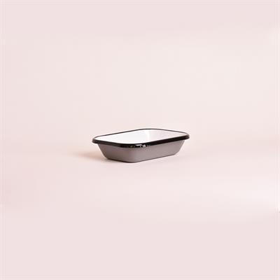 Emaye 16x11 cm Meze Tabağı Gri-Beyaz-Kordon Siyah