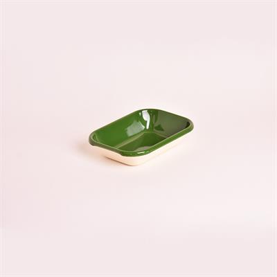 Emaye 16x11 cm Meze Tabağı Krem-İç/Kordon Asker Yeşili