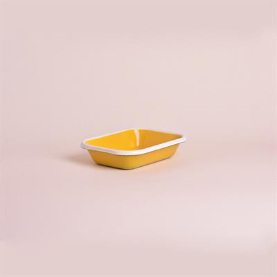 Emaye 16x11 cm Meze Tabağı Sarı-Kordon Beyaz