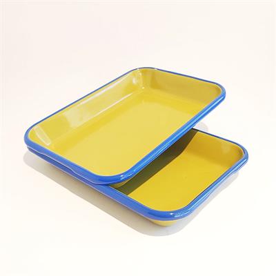 Emaye 2li Meze Tabağı F. Yeşil Kobalt 27 x 19 cm