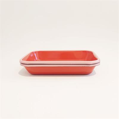 Emaye 22x16 cm 2li Meze Tabağı Seti Kiremit - K. Pembe