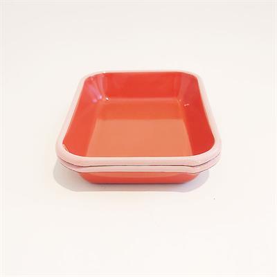 Emaye 22x16 cm 2li Meze Tabağı Seti Kiremit - K. Pembe