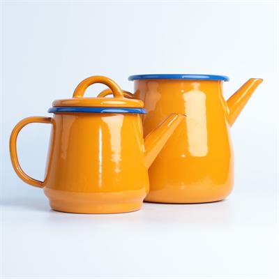 Emaye Çaydanlık Altın Sarı Mavi