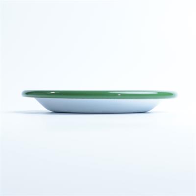 Emayra Emaye Tabak 12 cm | Beyaz Kordon Çimen Yeşili