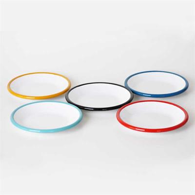 Emayra Emaye Tabak 12 cm | Beyaz Kordon Kırmızı