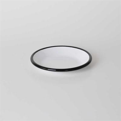 Emayra Emaye Tabak 12 cm | Beyaz Kordon Siyah