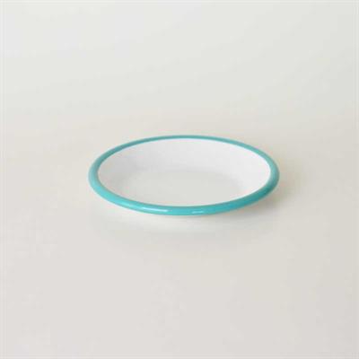 Emayra Emaye Tabak 12 cm | Beyaz Kordon Turkuaz