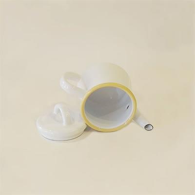 Emaye Demlik Beyaz Kordon Sarı 500 ml