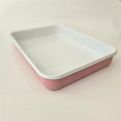 Emaye Dikdörtgen Fırın Tepsisi Pembe