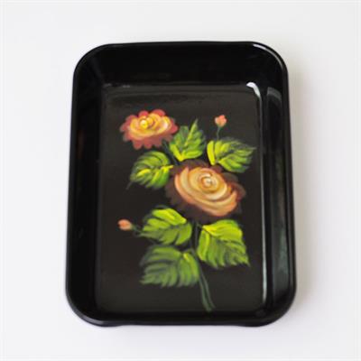 Emaye El Çizimi Çiçek Desen Meze Tabağı 27 x 19 cm