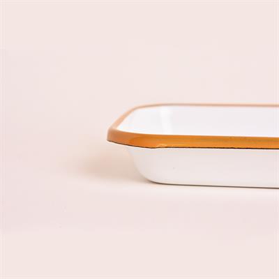 Emaye 22x16cm Meze Tabağı Beyaz Oksit Sarı