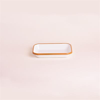 Emaye 22x16cm Meze Tabağı Beyaz Oksit Sarı