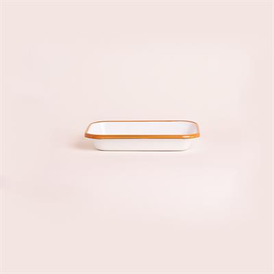 Emaye 22x16cm Meze Tabağı Beyaz Oksit Sarı