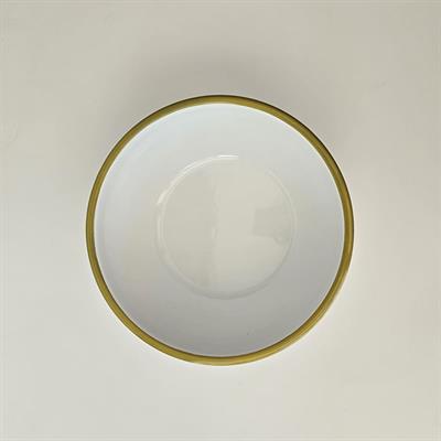 Emaye Kase 26 cm Beyaz Kordon Sarı