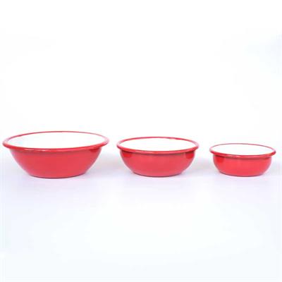 Emaye Kase 3lü Set Kırmızı