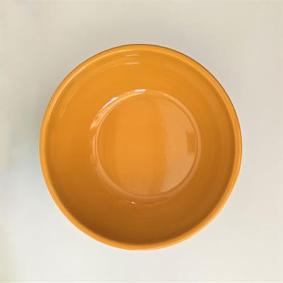 Emaye 32 cm Kase Serpme Asker Yeşili / Kordon ve İç Oksit Sarı