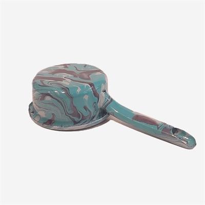 Emaye Kaserol 12 cm Mermer Desen Mavi