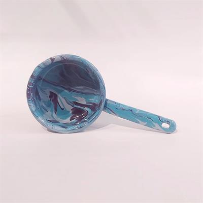 Emaye Kaserol 12 cm Mermer Desen Mavi