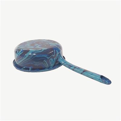Emaye Kaserol 16 cm Mermer Desen Mavi