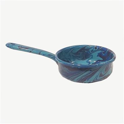 Emaye Kaserol 16 cm Mermer Desen Mavi