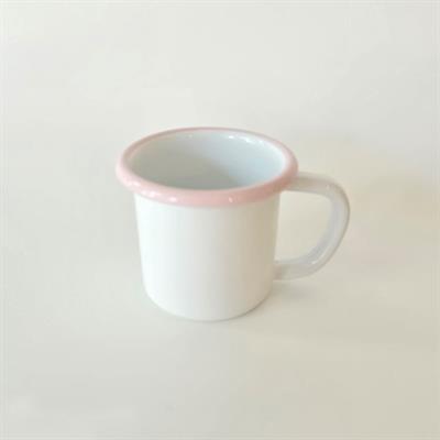 Emayra Emaye Kupa 250 ml | Beyaz Kordon Pembe