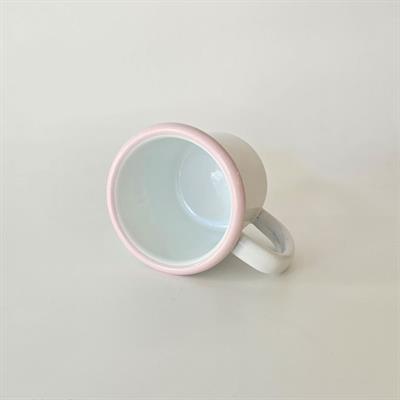Emayra Emaye Kupa 250 ml | Beyaz Kordon Pembe