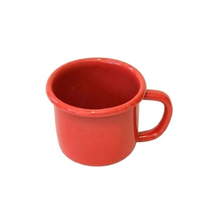 Emaye Kupa Düz Renk Domates Kırmızısı 350 ml - Emayra