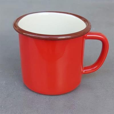 Emayra Emaye Kupa Kırmızı Kordon Kahve 380 ml | Çamlıca Home