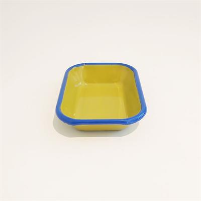 Emayra Fıstık Yeşili Kobalt Kordonlu Mini Emaye Meze Tabağı 17x12 cm