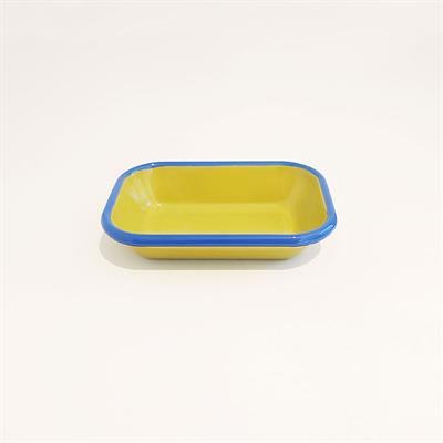 Emayra Fıstık Yeşili Kobalt Kordonlu Mini Emaye Meze Tabağı 17x12 cm