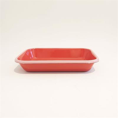 Emayra Emaye Meze Tabağı Kiremit Pembe Kordonlu 22x16 cm