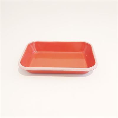 Emayra Emaye Meze Tabağı Kiremit Pembe Kordonlu 22x16 cm
