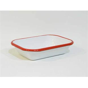 Emaye Meze Tabağı Kırmızı Bant 16 cm