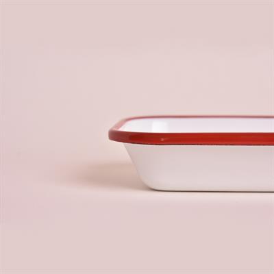 Emaye Meze Tabağı Kırmızı Bant 16 cm