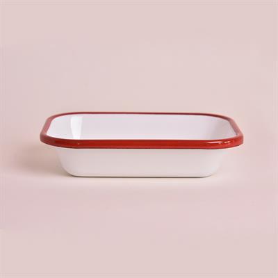 Emaye Meze Tabağı Kırmızı Bant 16 cm