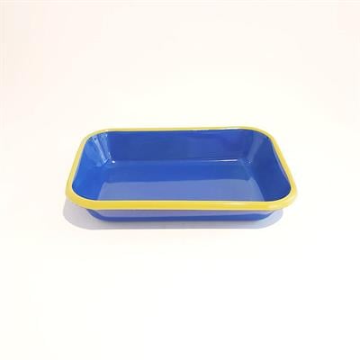 Emaye Meze Tabağı Kobalt F.Yeşil 22 x 16 cm