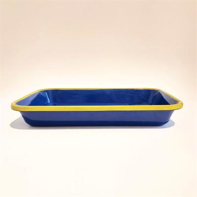 Emaye Meze Tabağı Kobalt F.Yeşil 27 x 19 cm