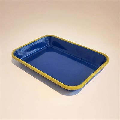Emaye Meze Tabağı Kobalt F.Yeşil 27 x 19 cm