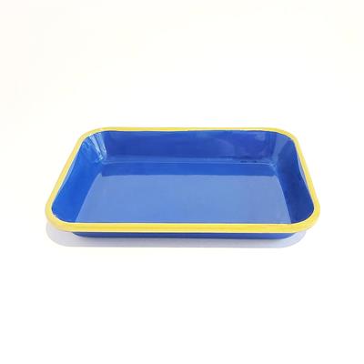 Emaye Meze Tabağı Kobalt F.Yeşil 27 x 19 cm