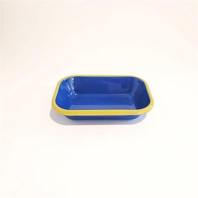 Emaye Meze Tabağı Kobalt F.Yeşil 17 x 12 cm