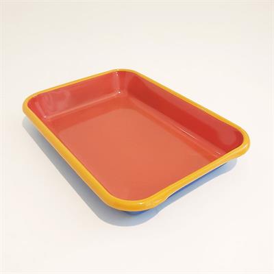 Emaye Meze Tabağı Kobalt Kiremit 27 x 19 cm