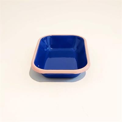 Emaye Meze Tabağı Kobalt Pembe 17 x 12 cm