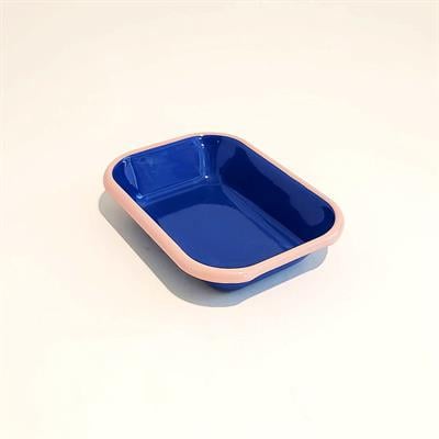 Emaye Meze Tabağı Kobalt Pembe 17 x 12 cm