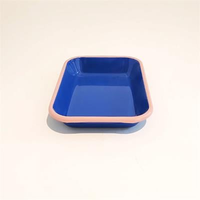 Emaye Meze Tabağı Kobalt Pembe 22 x 16 cm