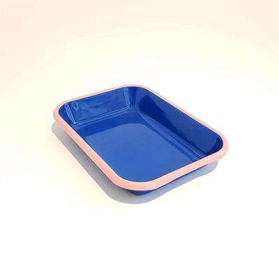 Emaye Meze Tabağı Kobalt Pembe 22 x 16 cm