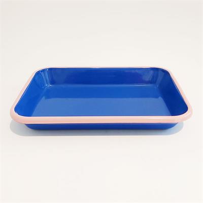 Emaye Meze Tabağı Kobalt Pembe 27 x 19 cm