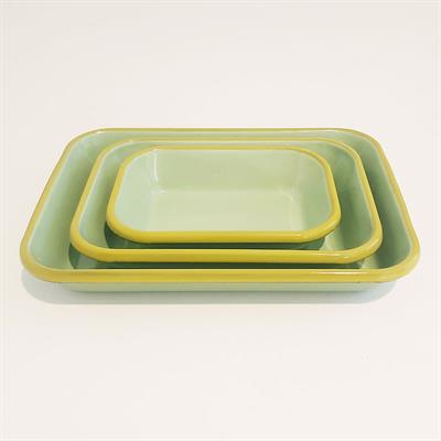 Emaye Meze Tabağı Nil Yeşili Kordon F.Yeşil 3lü Set