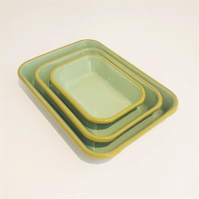 Emaye Meze Tabağı Nil Yeşili Kordon F.Yeşil 3lü Set