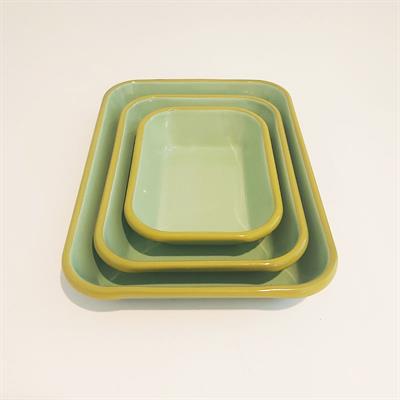 Emaye Meze Tabağı Nil Yeşili Kordon F.Yeşil 3lü Set